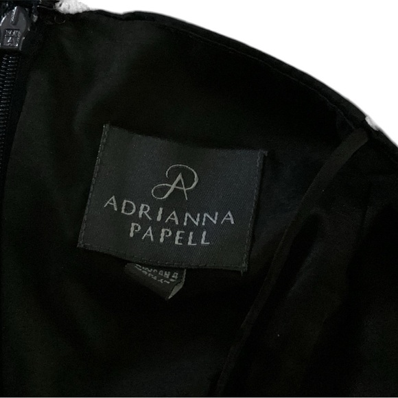 ADRIANNA PAPELL COCKTAIL DRESS NAVY BLUE LACE AND SEQUINS SHELL SIZE 4.  PROM - Picture 3 of 4